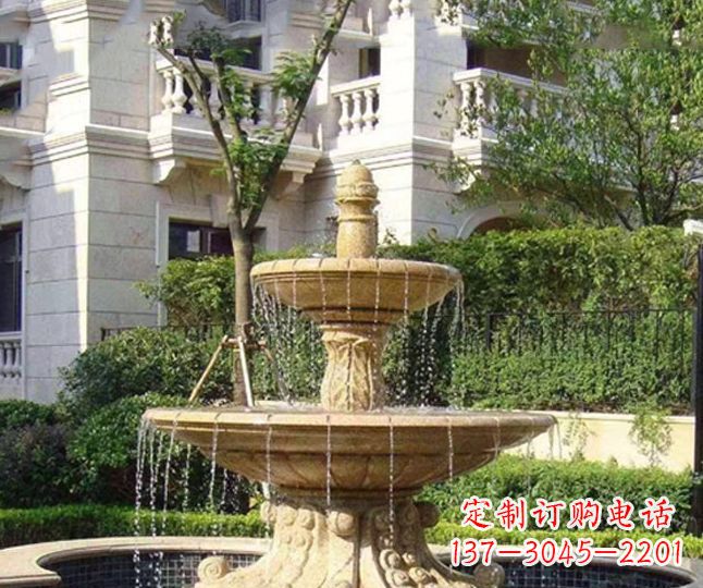 湖北小区景观晚霞红多层喷泉石雕 (4)