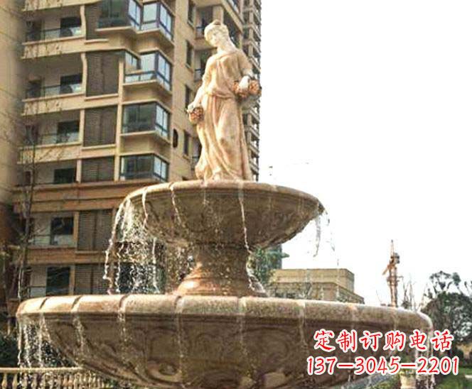 湖北小区景观西方女人喷泉石雕