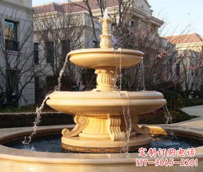 湖北小区景观晚霞红喷泉石雕