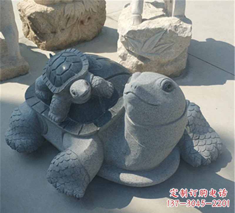 湖北小区母子乌龟石雕