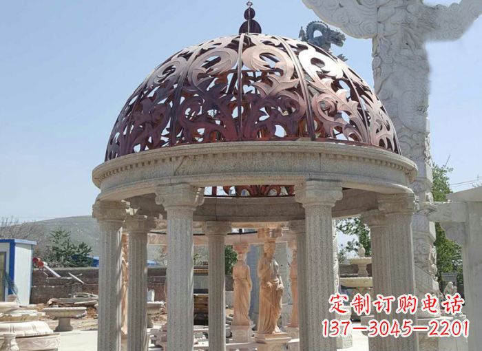 湖北小区欧式圆顶凉亭石雕 (3)