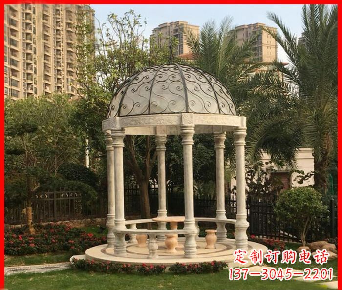 湖北小区欧式圆顶凉亭石雕 (2)