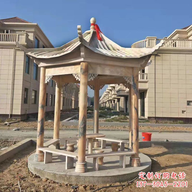 湖北小区庭院石雕凉亭