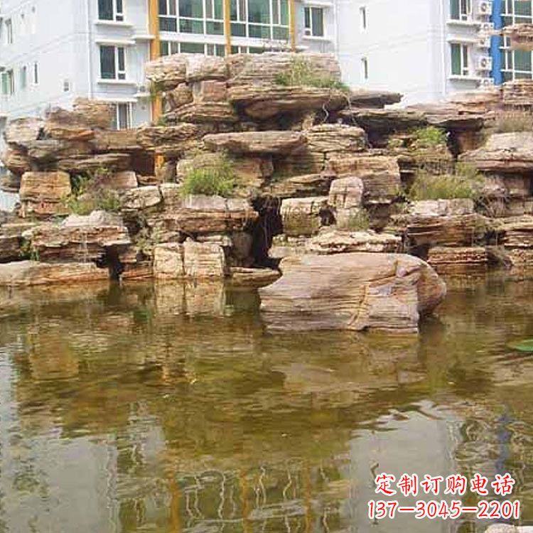 湖北小区庭院假山鱼池