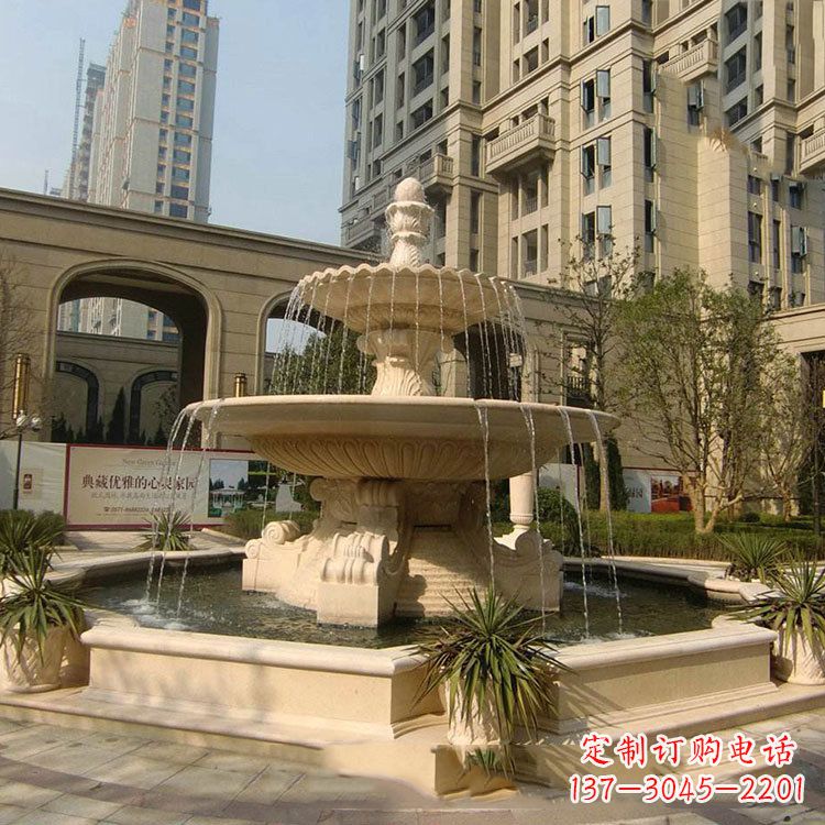 湖北小区庭院石雕欧式喷泉