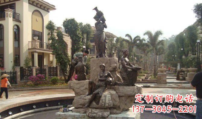 湖北小区西方美女喷泉人物铜雕