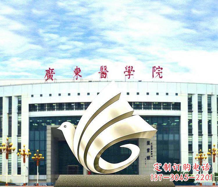 湖北校园不锈钢抽象和平鸽雕塑
