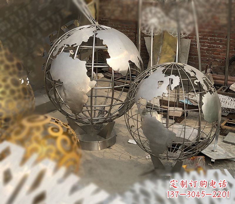 湖北校园不锈钢地球仪雕塑112