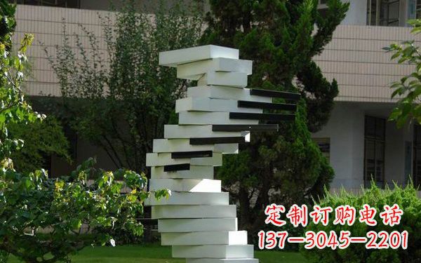 湖北校园不锈钢书本雕塑222