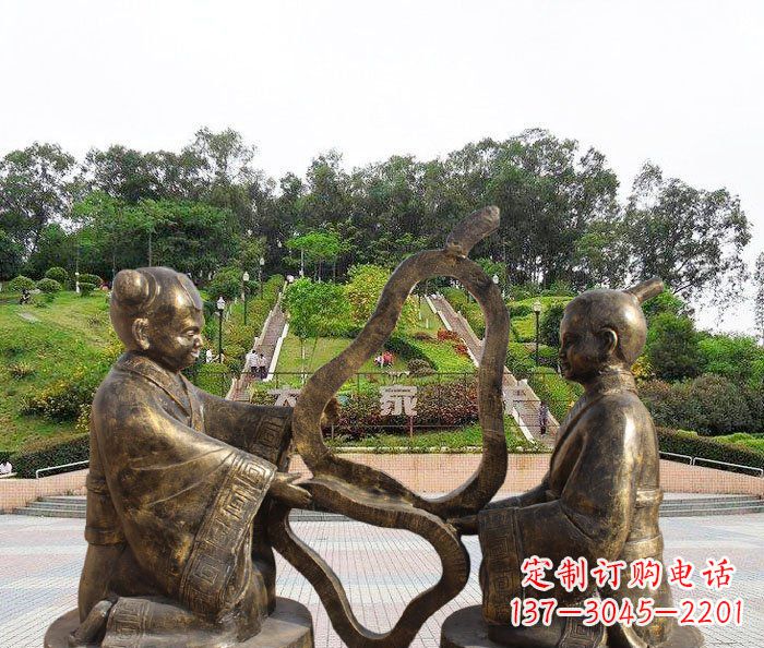 湖北校园抽象孔融让梨铜雕