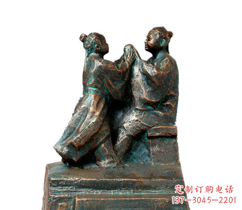 湖北校园古代孔融让梨人物铜雕