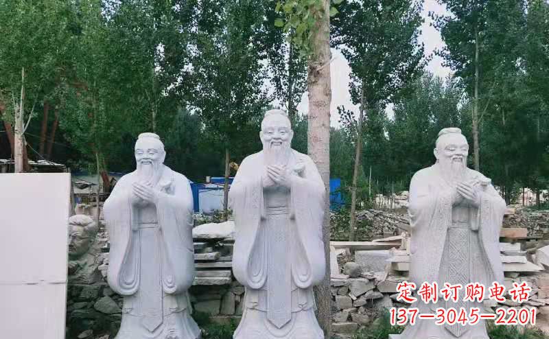 湖北校园古代名人伟人孔子石雕