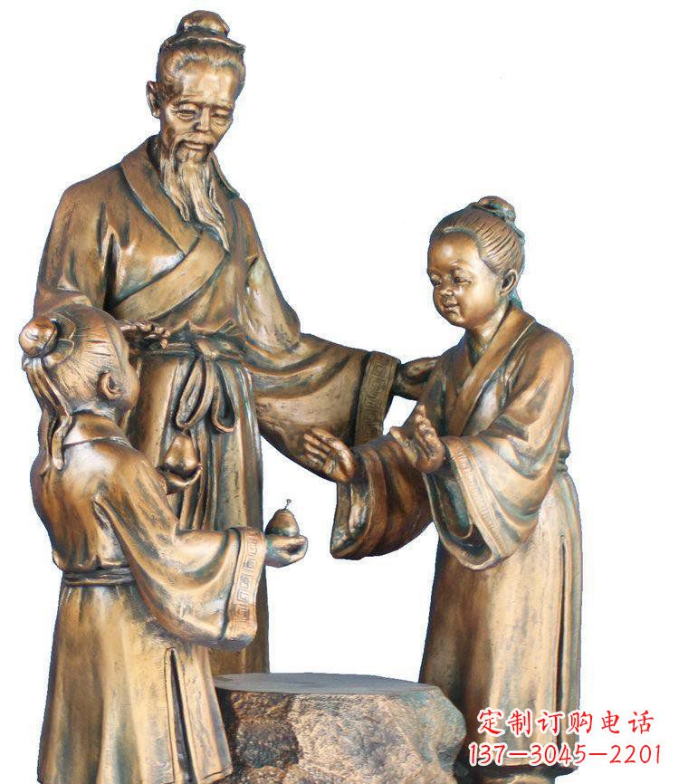 湖北校园孔融让梨景观铜雕