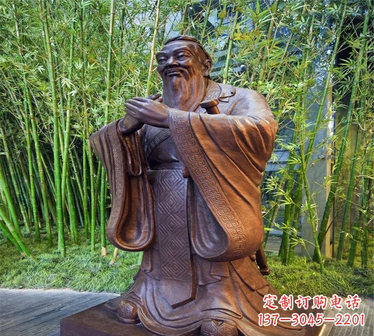 湖北校园孔子行教像铜雕