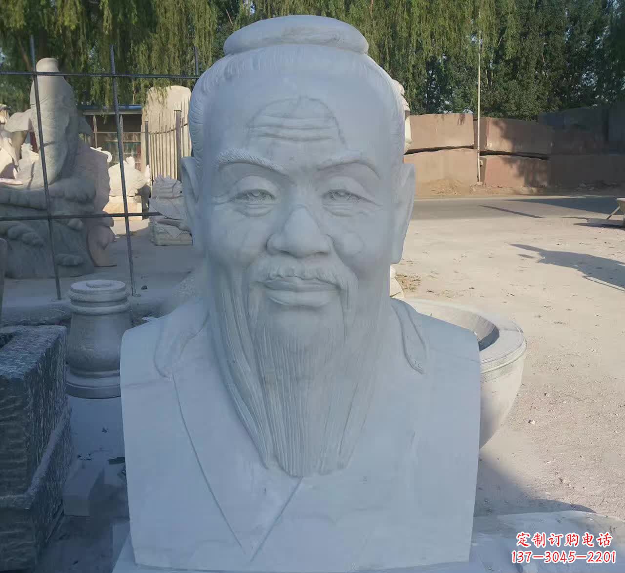 湖北校园孔子胸像石雕塑