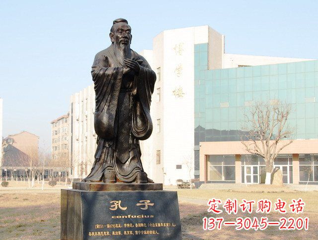湖北校园名人孔子铜雕 (2)
