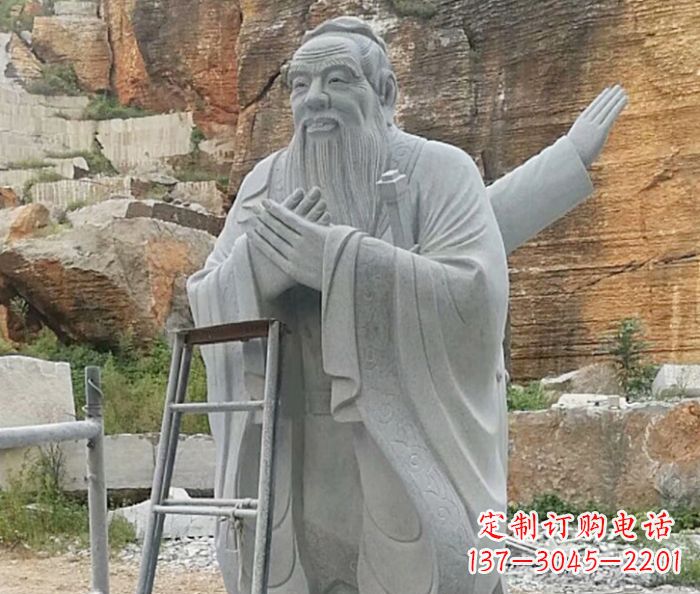 湖北校园人物大理石孔子石雕