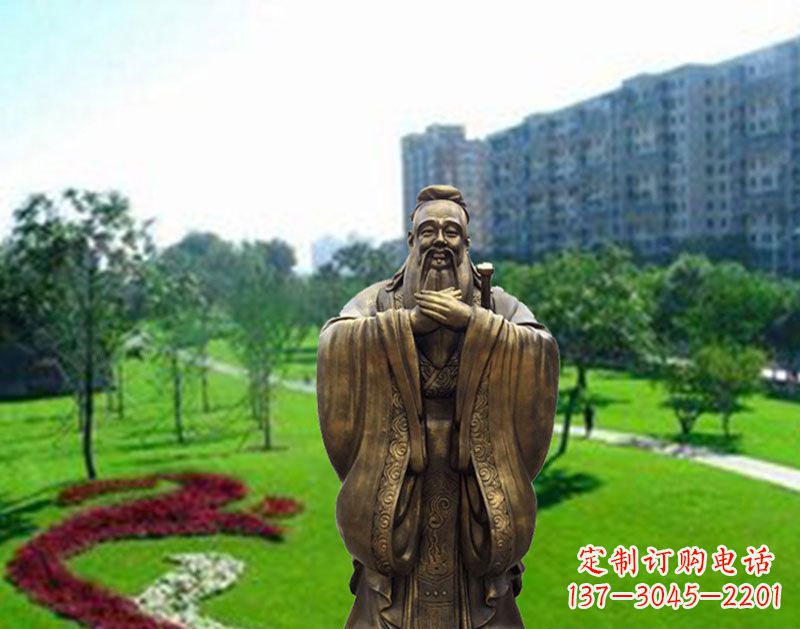 湖北学校孔子行教像铜雕