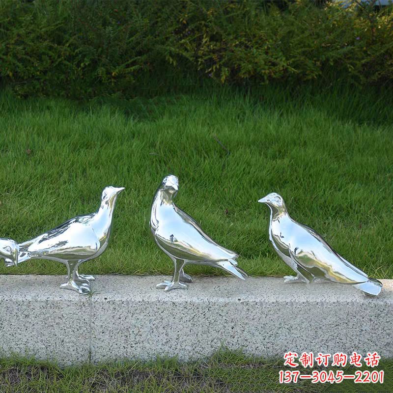 湖北银白色不锈钢电镀鸽子雕塑摆件