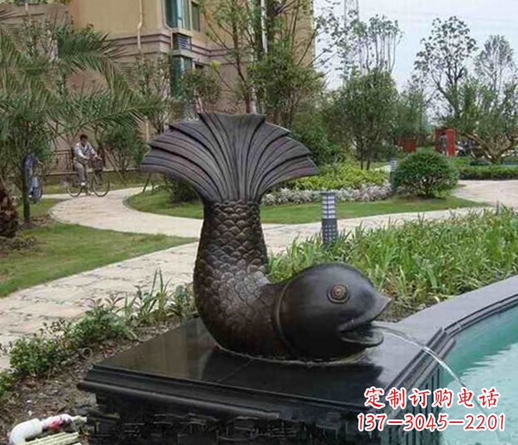 湖北鱼喷泉铜雕