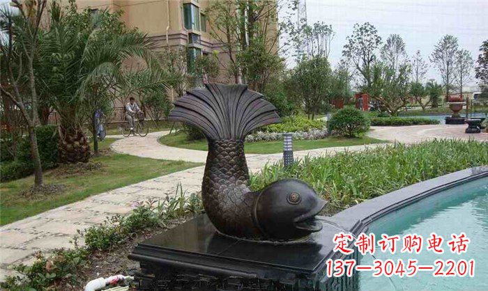湖北鱼式喷泉小区景观铜雕