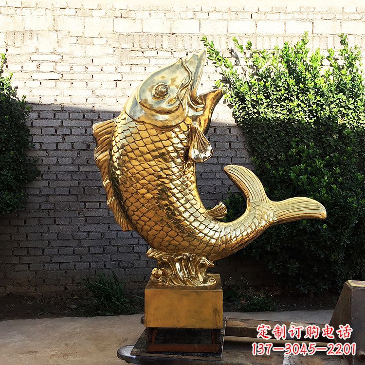 湖北鱼跃景观铜雕-纯铜铸造企业商场动物雕塑摆件