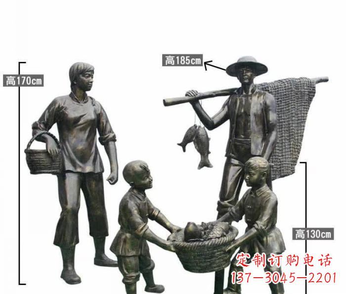 湖北渔夫捕鱼民俗铜雕 (3)