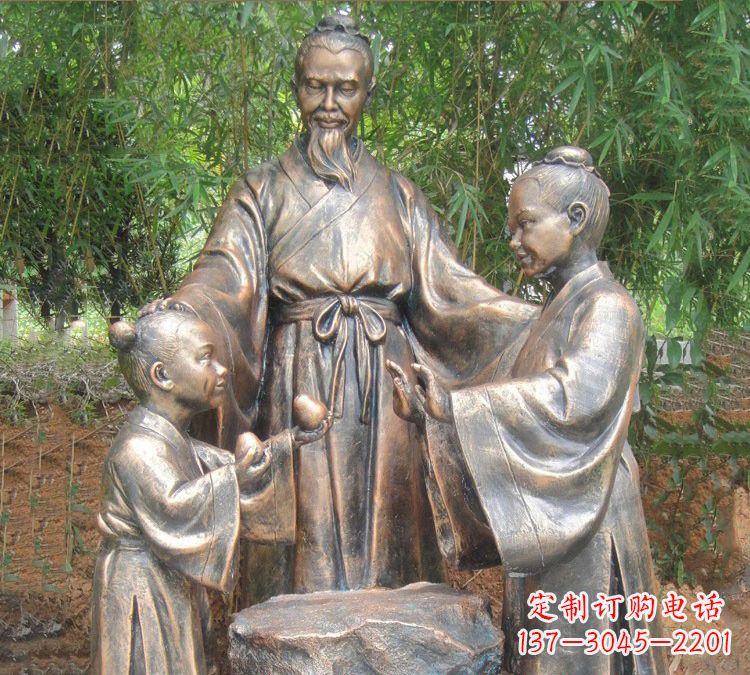 湖北寓言故事铜雕_孔融让梨