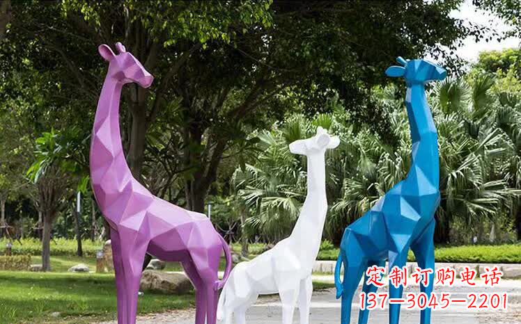 湖北园林不锈钢动物长颈鹿雕塑