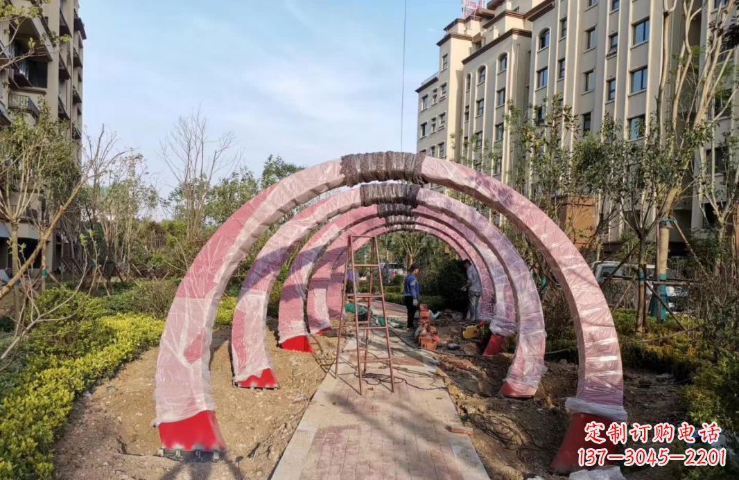 湖北园林不锈钢拱门景观雕塑