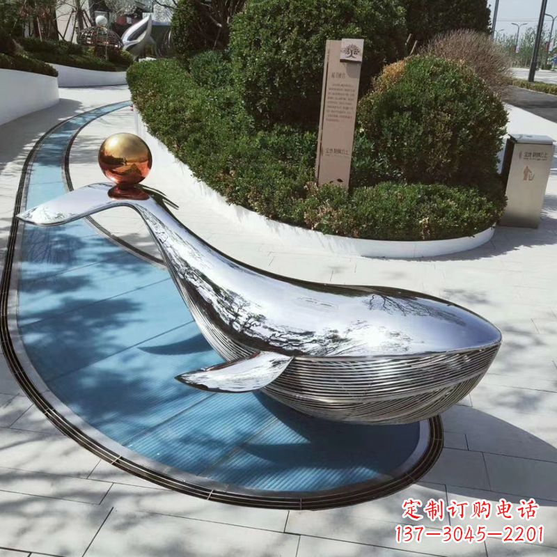 湖北园林不锈钢海豚景观摆件