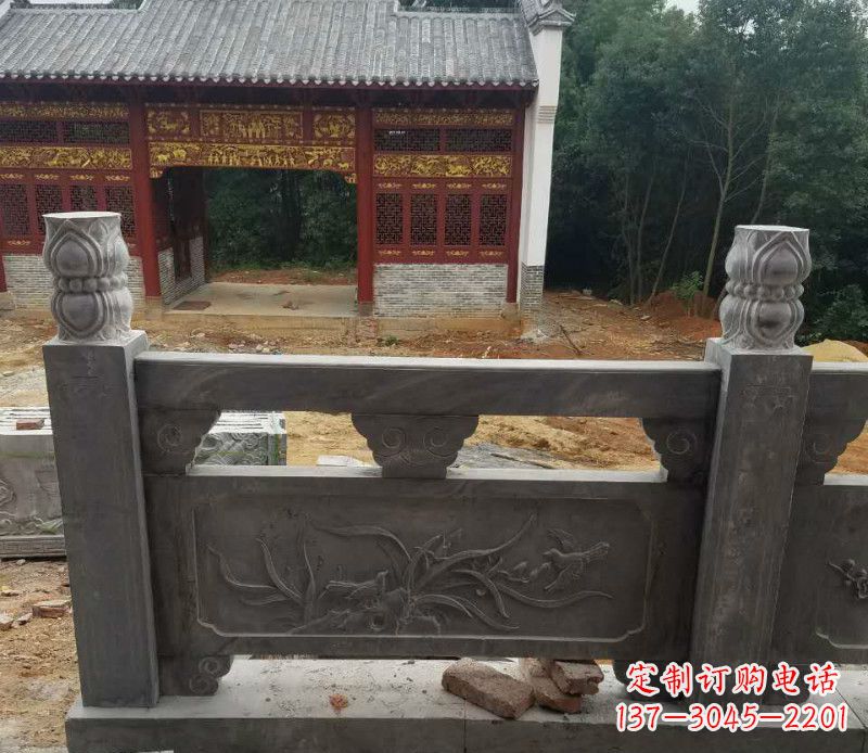 湖北园林仿古兰花石浮雕栏板景观石雕