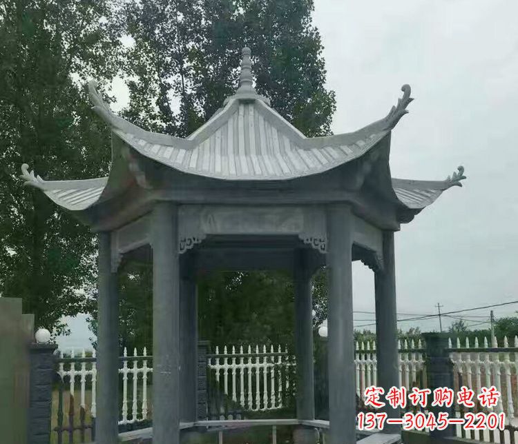 湖北园林仿古石凉亭景观石雕 (2)