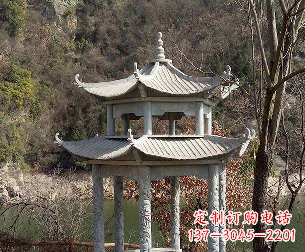 湖北园林仿古双层石雕凉亭
