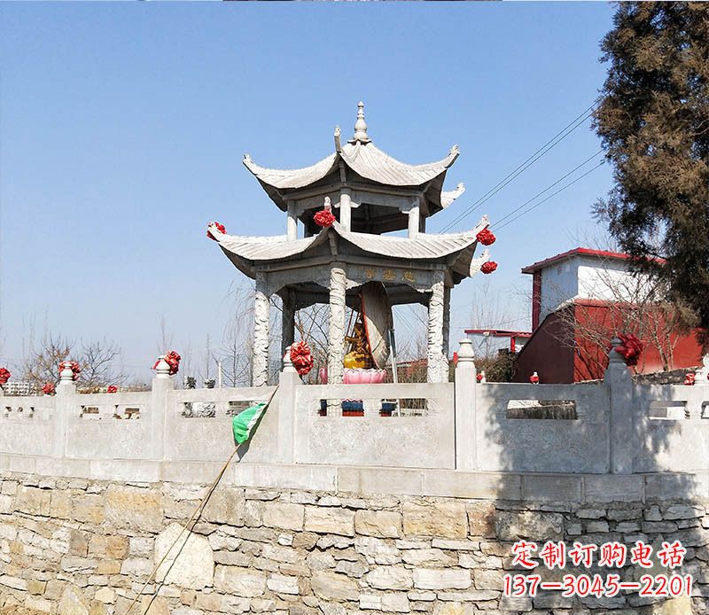 湖北园林仿古双层石凉亭景观石雕 (3)