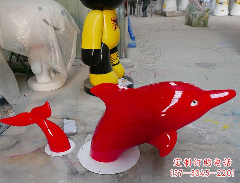 湖北园林广场创意海豚入水出水雕塑摆件