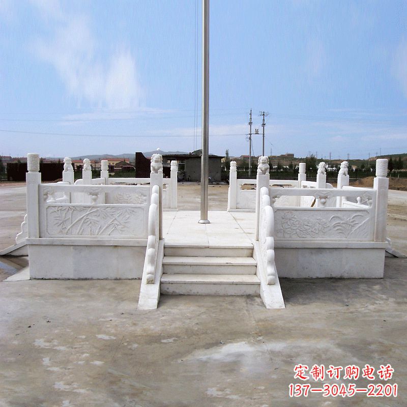 湖北园林广场升旗台汉白玉石雕国旗台