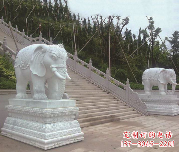 湖北园林汉白玉大象景观石雕