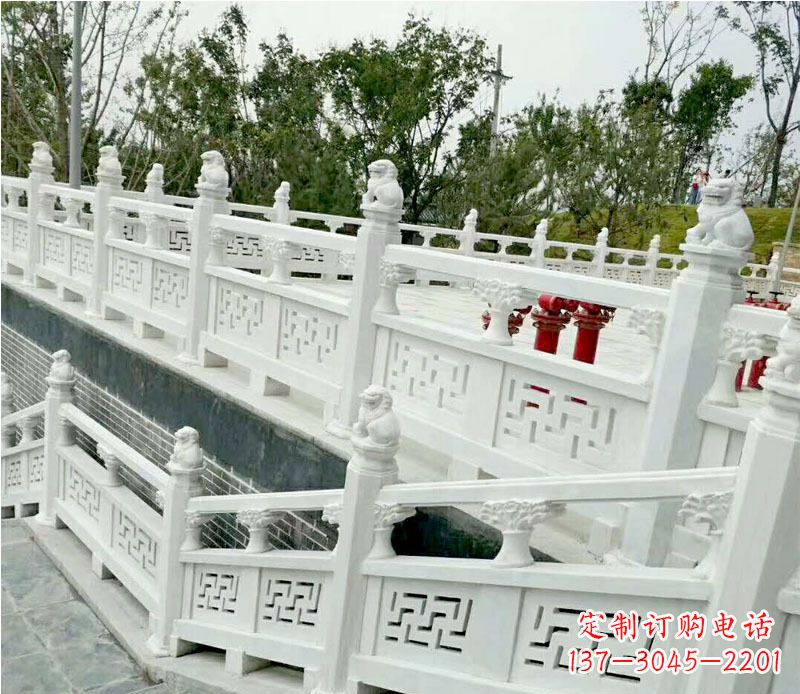 湖北园林汉白玉栏板景观石雕 (2)