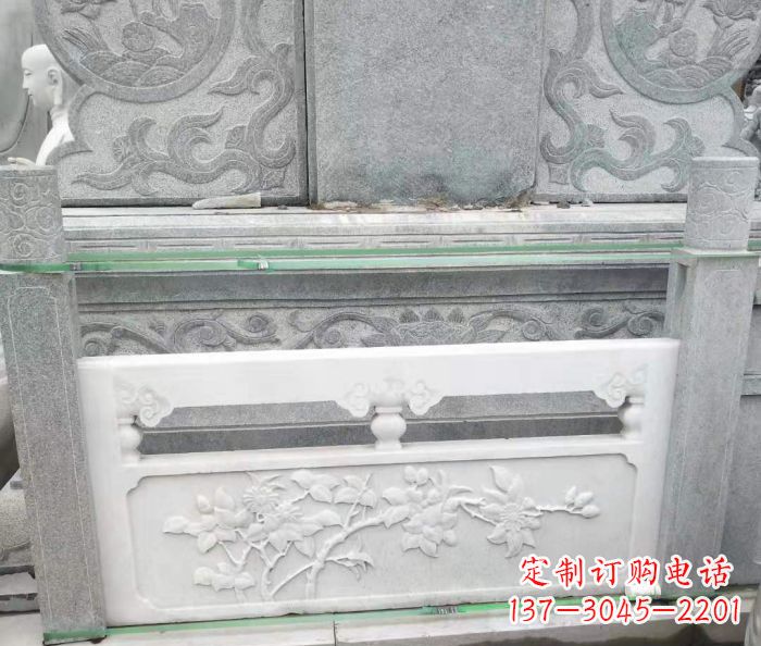 湖北园林汉白玉石浮雕栏板 (3)