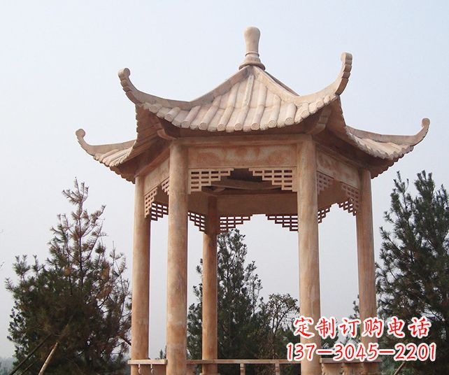 湖北园林景观单层石雕凉亭 (3)