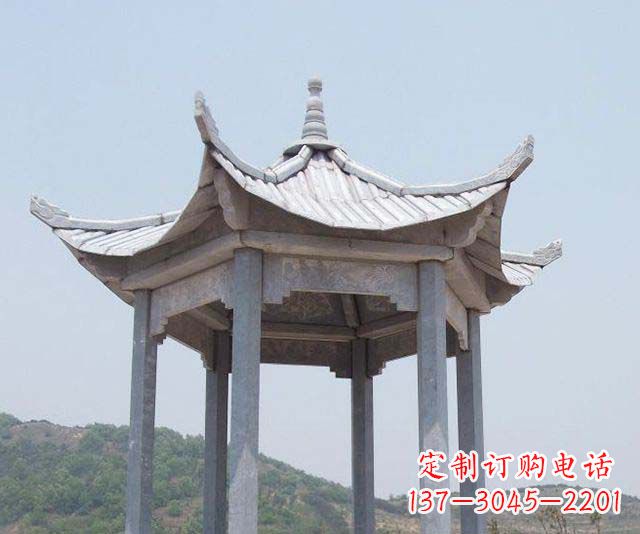 湖北园林景观单层石雕凉亭 (2)