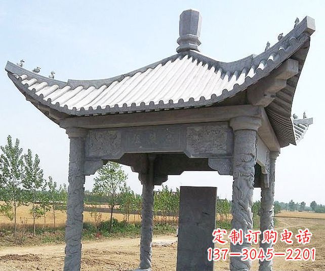 湖北园林景观单层石雕凉亭 (4)