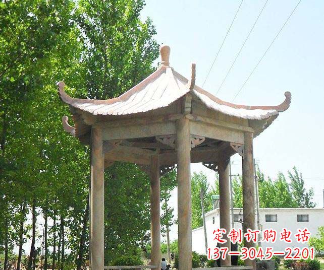 湖北园林景观单层石雕凉亭