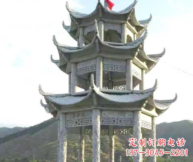 湖北园林景观多层凉亭石雕 (3)