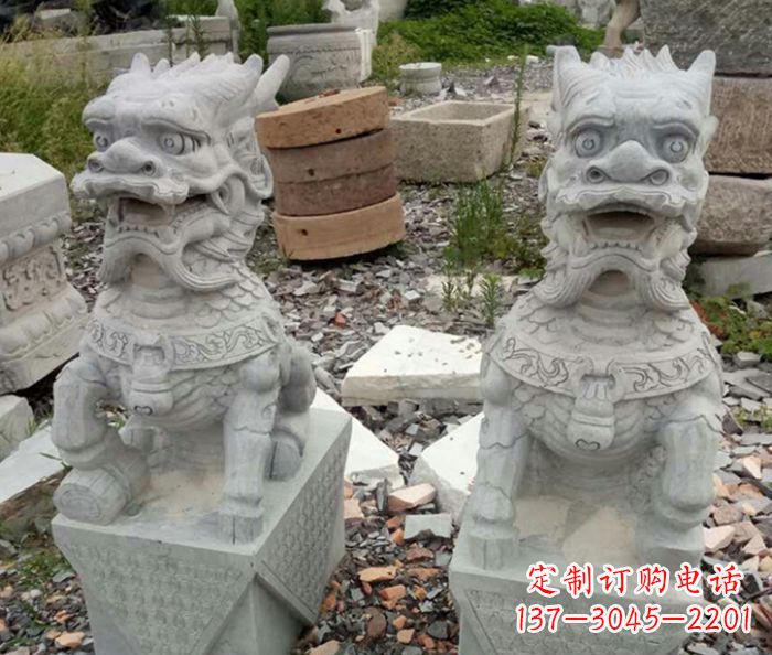 湖北园林景观仿古麒麟石雕