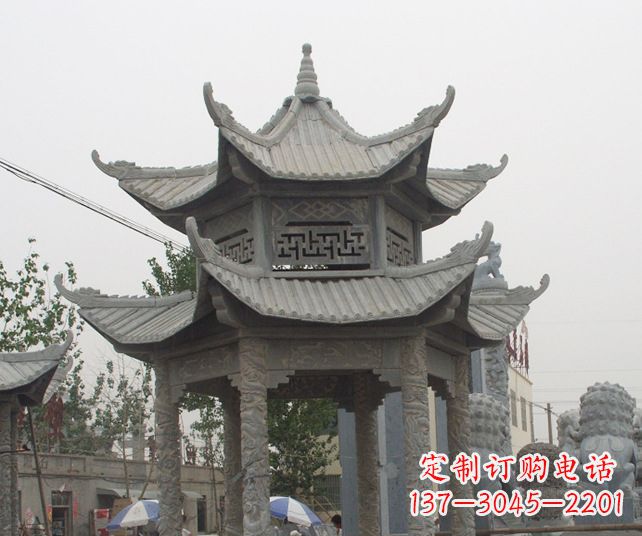 湖北园林景观仿古石雕凉亭 (2)