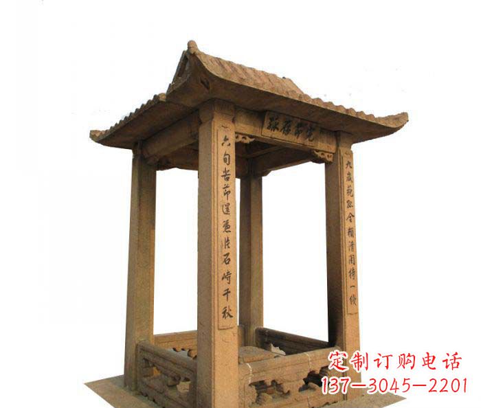 湖北园林景观四角石雕凉亭