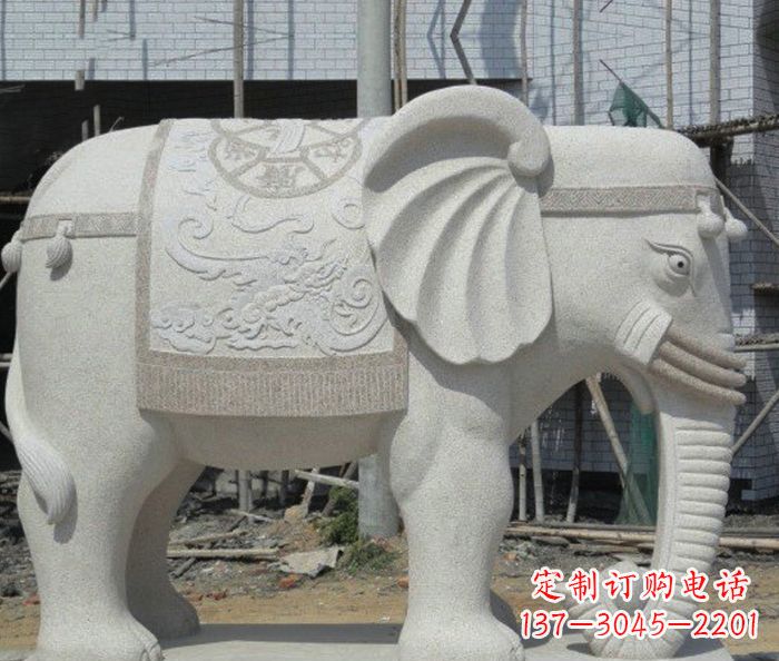 湖北园林景观驮宝大象石雕 (2)