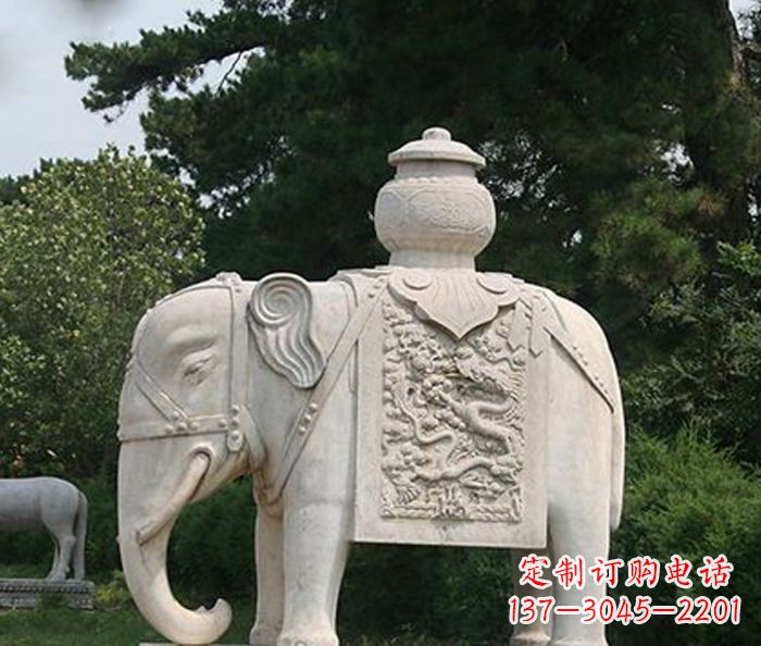 湖北园林景观驮宝大象石雕